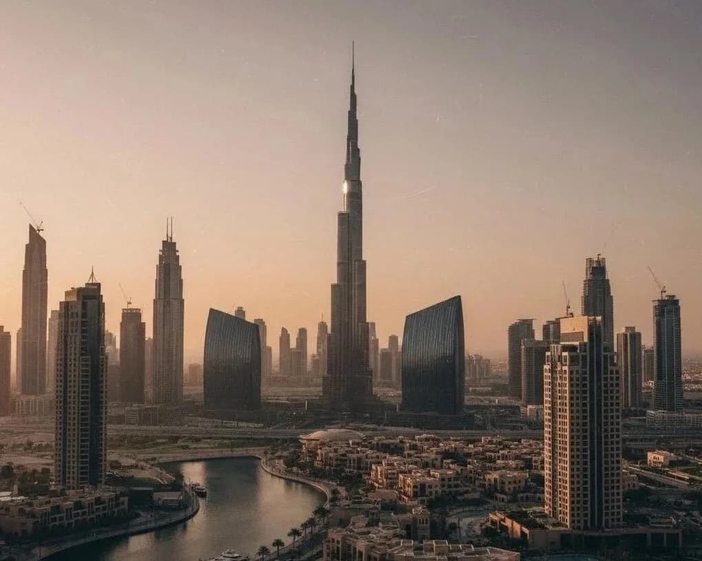 Dubai skyline at sunset